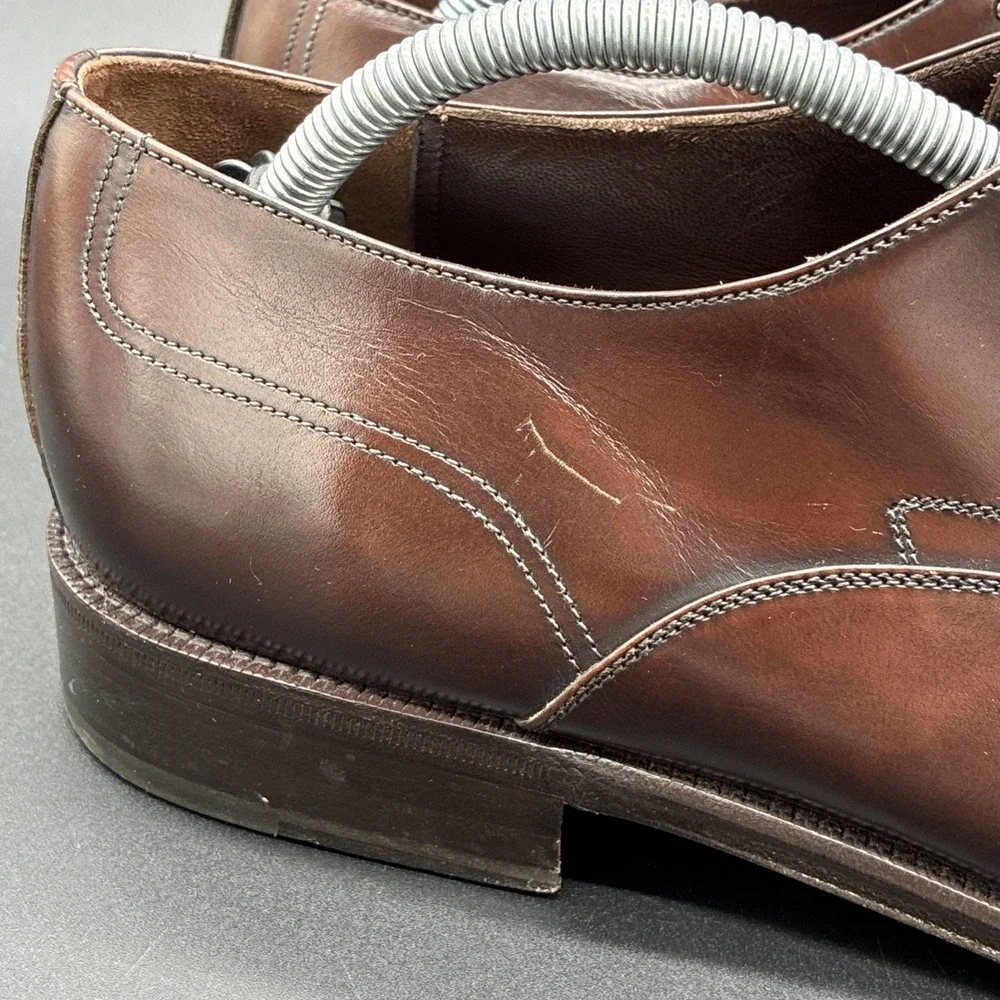 Salvatore Ferragamo Oxford Shoes Men's 11.5 D Brown Leather Cap Toe Made Italy